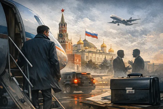 Illustration of a U.S. military transport aircraft arriving in Moscow amid reports of a secret CIA director visit