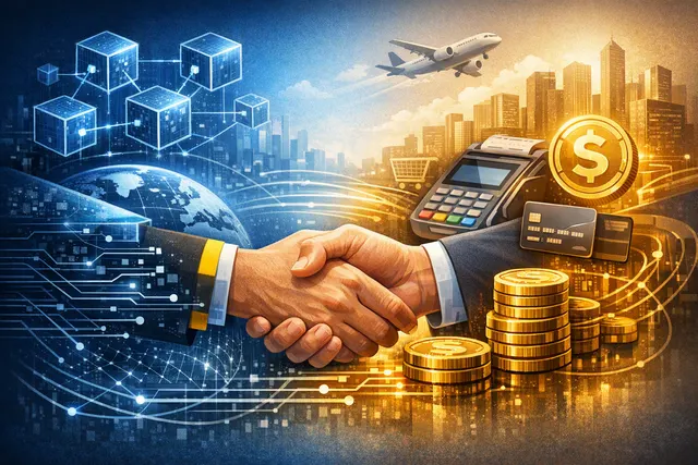 Abstract illustration of BNB Chain joining Mastercard’s crypto payments ecosystem