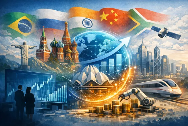 Digital visualization of BRICS economic data and technology growth projections