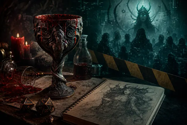 Illustrative editorial image representing AI-copying concerns around the canceled Drunken Goddess Reflux demo