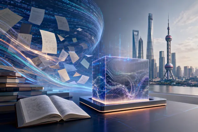 Abstract illustration representing an AI agent coordinating research and engineering tasks