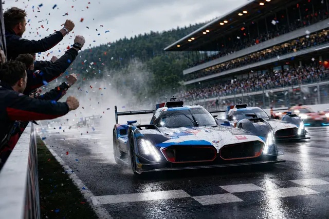 AI-generated illustration of Hypercar prototypes racing at Spa-Francorchamps after BMW M Team WRT’s 2026 1–2 finish