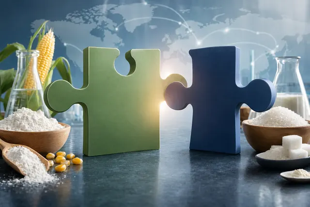 Illustration of a corporate takeover between food ingredient companies Ingredion and Tate & Lyle