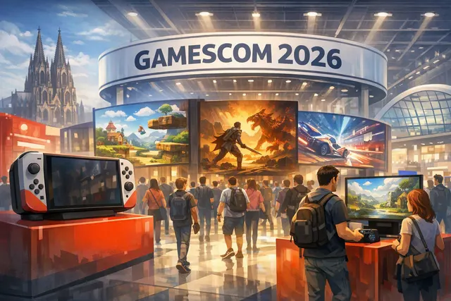 Nintendo Gamescom 2026 booth lineup showing Switch 2 playable games including Call of Duty Modern Warfare 4, Super Mario, and third-party titles
