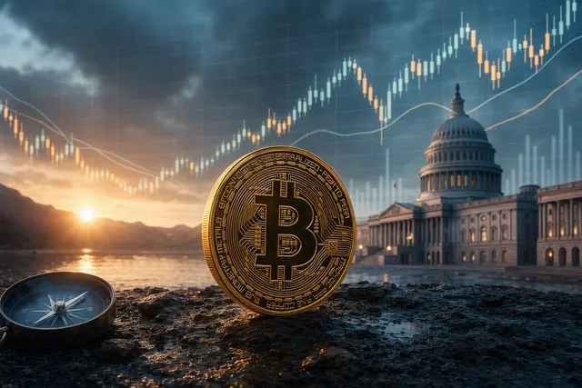 Editorial illustration of Bitcoin’s rebound above $80,000 amid market uncertainty