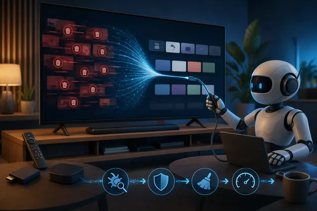 Illustration of an AI-assisted effort to simplify a smart TV interface
