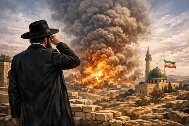 Itamar Ben-Gvir at a Knesset press conference declaring Israel will not allow a US-Iran peace deal as images of Israeli airstrikes on Lebanon appear behind him