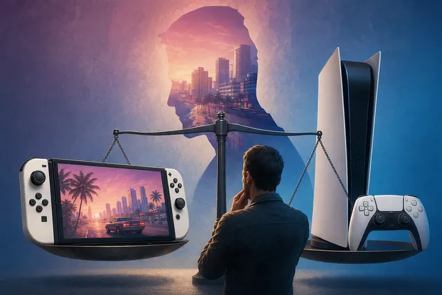 AI-generated editorial illustration about a possible GTA 6 release on Nintendo Switch 2