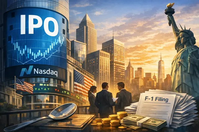 Abstract stock market graphics representing the Bending Spoons Nasdaq IPO filing