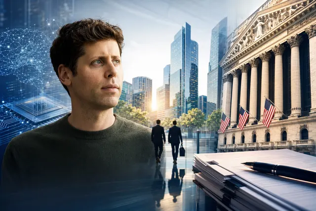 Concept illustration representing OpenAI preparing for a public stock market listing