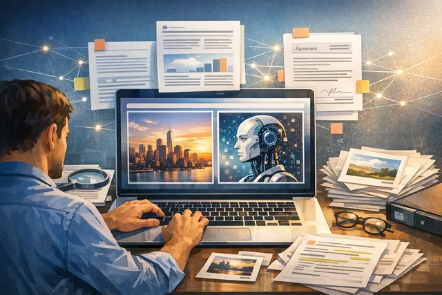 Conceptual visualization of Getty Images visual content being integrated into ChatGPT's search and discovery interface