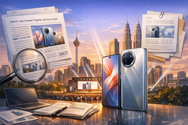 Huawei Pura 90s Pro Max smartphone on display at the global launch event in Kuala Lumpur