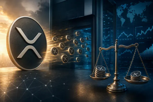 Editorial illustration of XRP exchange flows and Binance market activity