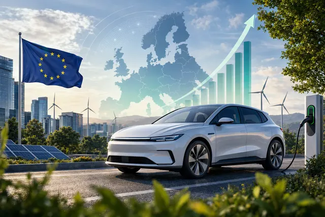Illustration accompanying a report on EU electric-car sales and affordable models