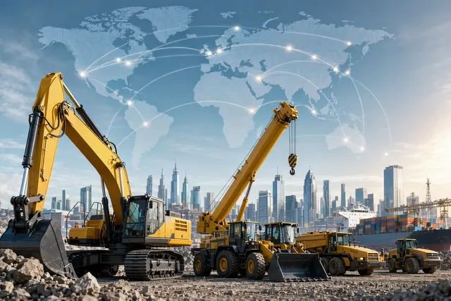 Illustration of modern construction machinery representing XCMG’s push into green and autonomous equipment