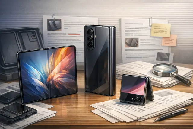 A conceptual image of Samsung's upcoming Galaxy Z Fold 8 series, showcasing the new wider form factor.