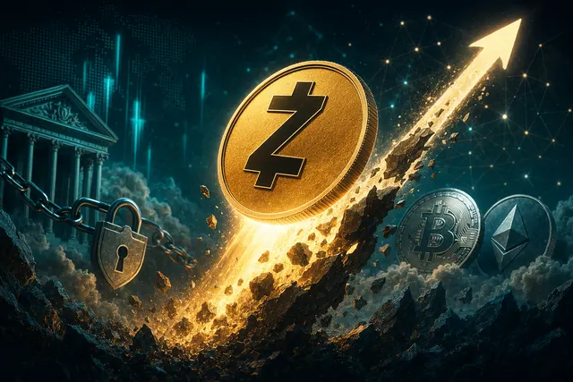 Zcash cryptocurrency rally illustration showing strong price surge compared to Bitcoin and Ethereum