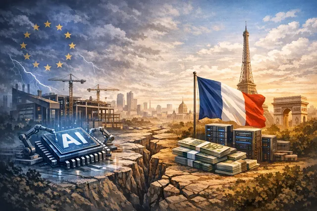 What challenges is the EU's €20 billion AI gigafactory plan facing, and how does France's independently secured €93 billion in AI and data c