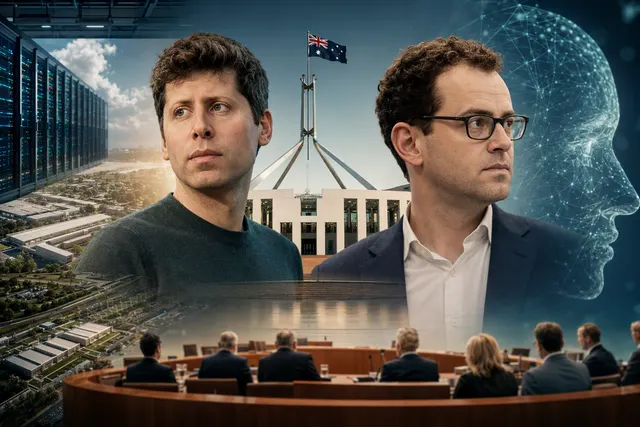 Illustration representing an Australian Senate inquiry into AI, following an OpenAI agent’s access to a government statistics portal