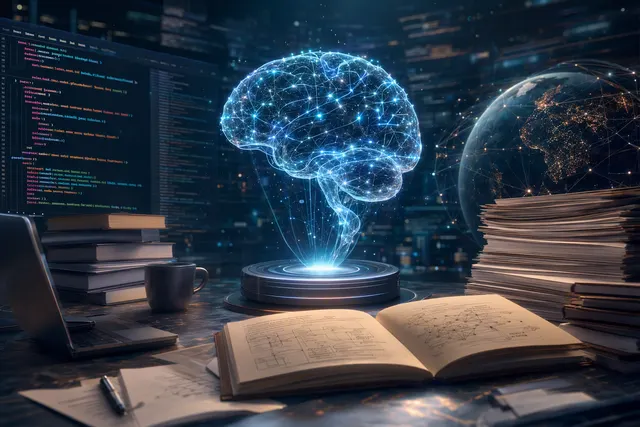 AI-generated editorial illustration representing Grok 4.7 for coding and knowledge work