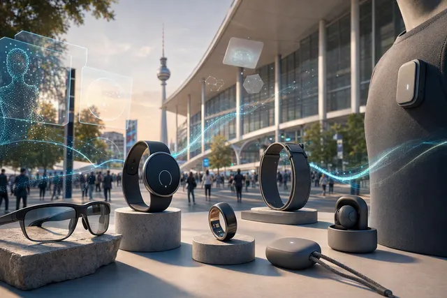 Editorial illustration representing wearable technology at IFA Berlin 2026