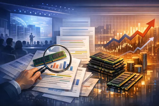 A digital illustration representing surging memory chip prices, with glowing DRAM and NAND modules overlaid on a graph showing an upward price trajectory, symbolizing the 'RAMagedd
