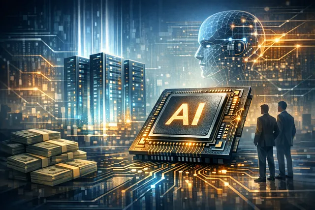 An AI-generated abstract representation of the AI chip startup Groq pivoting to a cloud-based business model.