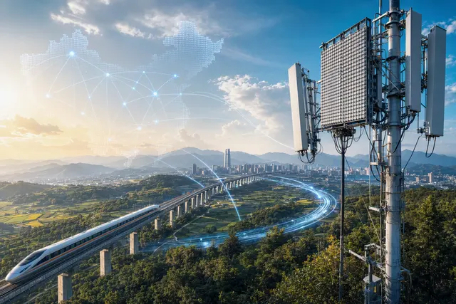 Illustrative AI-generated image for an article about 5G coverage on a high-speed railway.