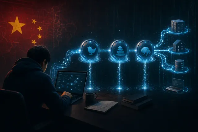 Illustration representing AI agents and cybersecurity threats to online retail systems
