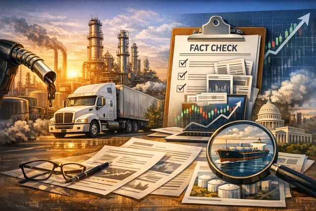 Oil refinery at dusk with storage tanks and industrial towers, representing diesel fuel production and global energy markets.