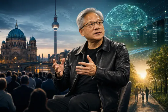 AI-generated editorial illustration representing debate over AI risks and development