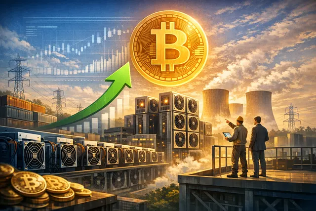 An abstract representation of a Bitcoin mining company's strategic shift, showing a path diverging from a network of cloud services toward a fortified vault, symbolizing the pivot