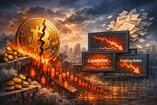 Bitcoin derivatives market data showing liquidation clusters and funding rate imbalances after the worst weekly selloff since FTX