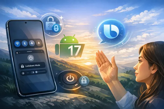 Samsung One UI 9 beta features including Bixby Gesture Wake-up and automatic Lockdown Mode on a Galaxy smartphone