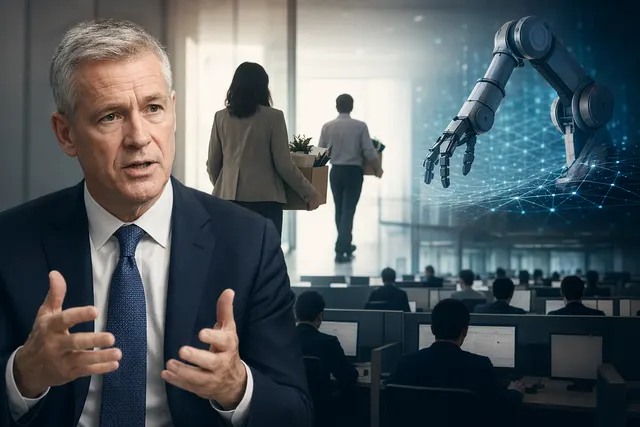 Illustration representing AI replacing bank back‑office jobs amid controversy over the phrase lower‑value human capital