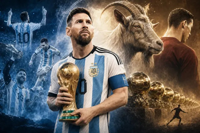 Lionel Messi GOAT debate illustration representing his records and achievements