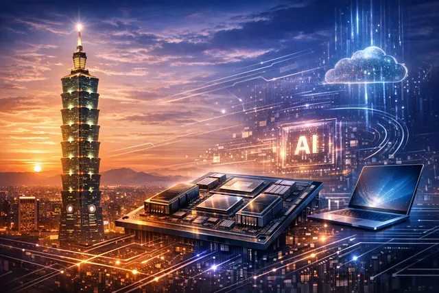 A conceptual illustration of an Nvidia N1X processor chip glowing on a futuristic motherboard, representing a new era of PC hardware.