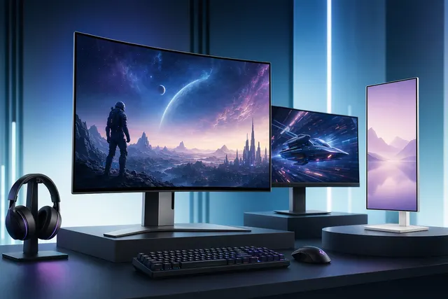 Samsung Odyssey 2026 gaming monitor lineup featuring the 32‑inch 6K Odyssey G8 display