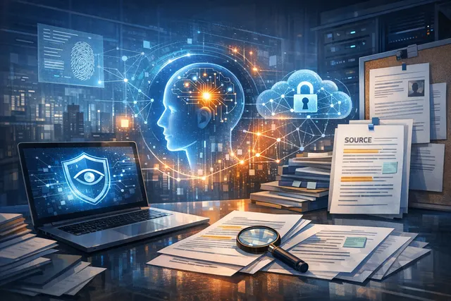 Abstract visualization of AI models scanning code for vulnerabilities, representing Microsoft's Project Perception multi-model security platform.