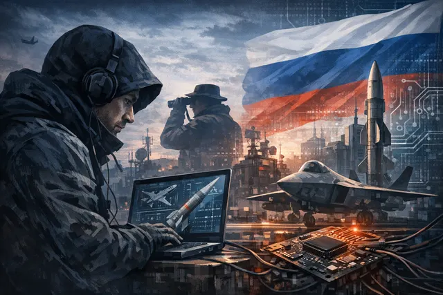 How has Russia's intelligence apparatus intensified its efforts to steal Western technology and defense secrets amid growing economic strain