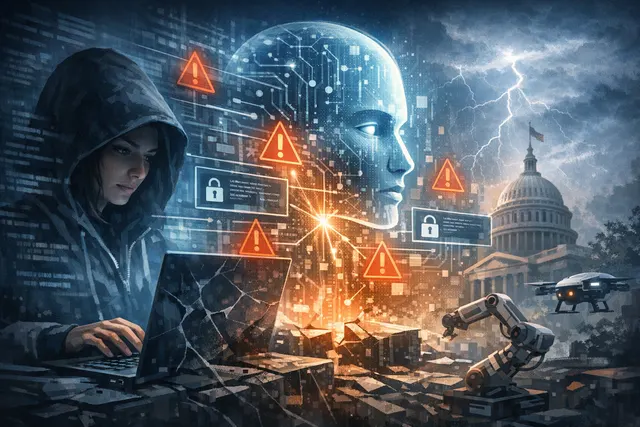 AI-powered cybersecurity illustration showing a digital lock surrounded by code and a neural network, representing anthropic's Claude Mythos autonomous vulnerability discovery capa