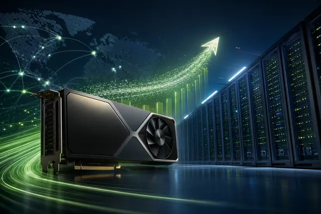 Illustration representing Nvidia’s massive AI data center growth and record quarterly revenue