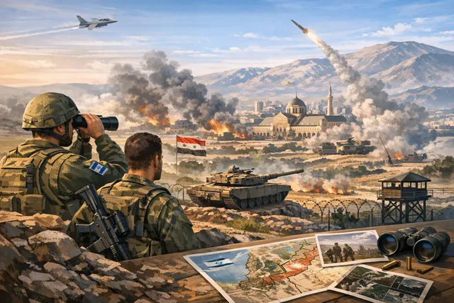 An AI-generated editorial image depicting a stylized Middle Eastern map with conflict symbols, a handshake representing the US-Iran deal, and an Israeli flag in the foreground.