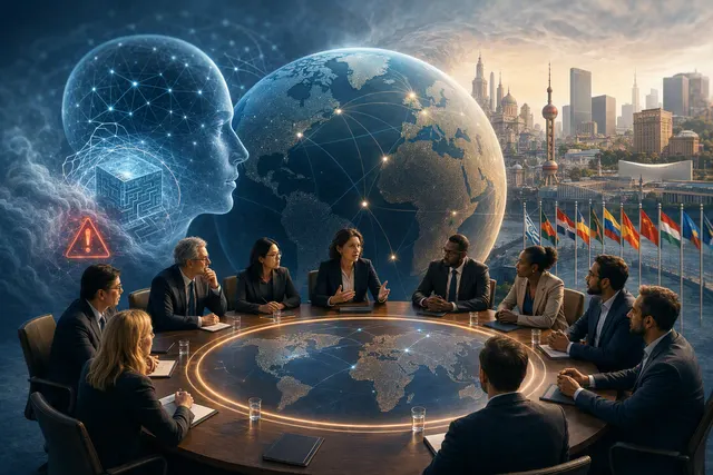 Editorial illustration of autonomous AI agents, cybersecurity containment, and incident disclosure
