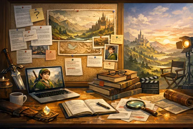 AI-generated artwork imagining Link and Princess Zelda from the live-action Legend of Zelda film, featuring a fantasy landscape and dramatic lighting
