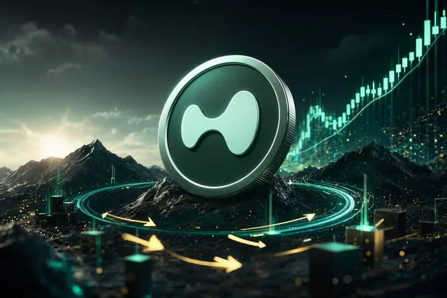 Illustration representing the Hyperliquid HYPE token surge driven by automated buybacks and derivatives trading growth