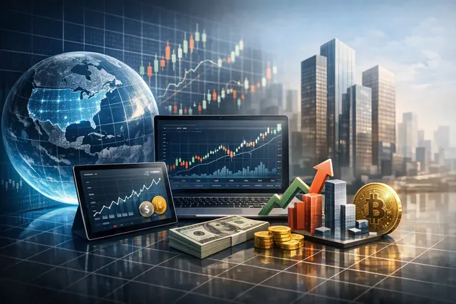 Abstract institutional trading illustration representing Ripple Prime’s Delta One total return swaps across equities and digital assets