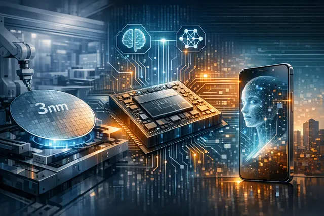 Editorial illustration of TSMC manufacturing Xiaomi’s Xring O3 3nm processor alongside AI and autonomous-driving chips