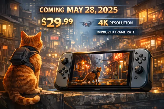 What is Stray's Nintendo Switch 2 launch on May 28, 2025, including its $29.99 price, upgraded features like 4K resolution, improved frame r