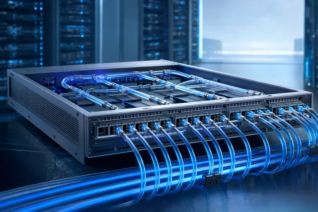 Illustrative AI data-center switch and optical networking components